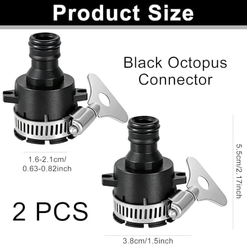 Haonyue 2PCS Universal Rubber Tap Connector, Garden Hose Tap Connector, 16mm Indoor and Outdoor, for Garden Kitchen Bathroom, Sink Hose Adapter, Adjustable Stainless Steel Collar Hose Adapter — view 2