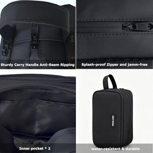 Men's Wash Bag, Water-Resistant Travel Toiletry Bag & Wet Pocket, Black — view 5