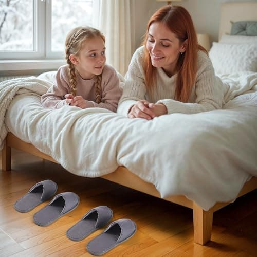 kuou Disposable Spa Slippers,6 Pairs Hotel Guest Slippers Grey Open Toes — view 3