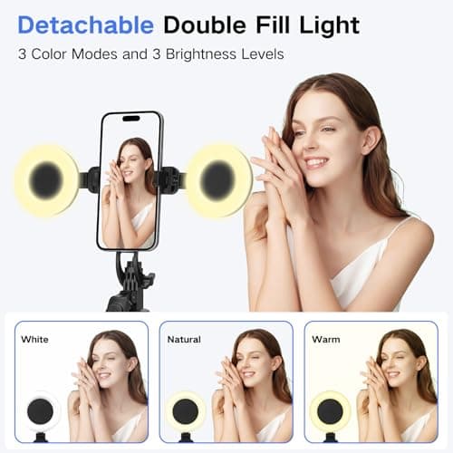 Selfie Stick Vlogging Kit for iPhone/Android, 180cm Selfie Stick with 2 Light and Wireless Microphone, Mobile Phone Tripod for Smartphone, Tiktok/YouTube Starter Kit — view 2