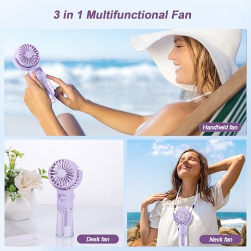 Electric Handheld Fan with Water Mist Spray, Mini USB Hand Fan Rechargeable — view 6