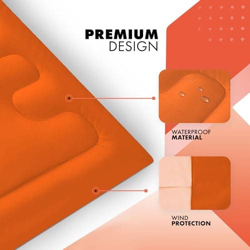 azark Premium Sleeping Bag, 350GSM, Lightweight and Waterproof, 4 Seasons of Camping, Hiking and Outdoors, Sleeping bag for Adults & Kids (Orange) — view 5
