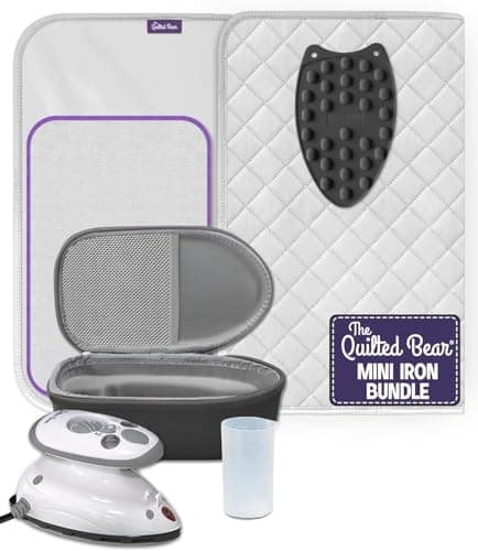 The Quilted Bear Premium Mini Iron and Portable Ironing Mat Bundle, Black