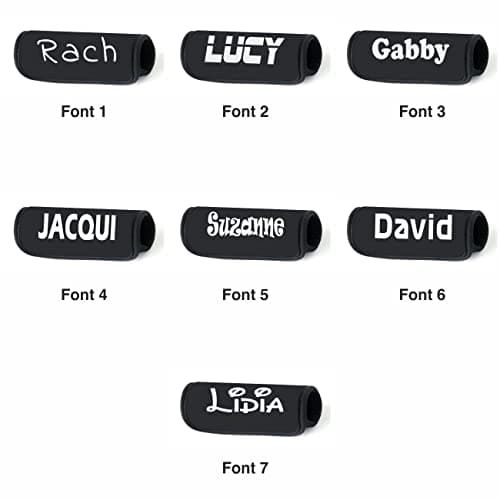 Nametape Express - Luggage Handle Wrap/Cover for Suitcase/bags Grip/Case Identifier perfect for travel Neoprene Wrap printed with name Luggage Tag (Black, Twin Pack) — view 5