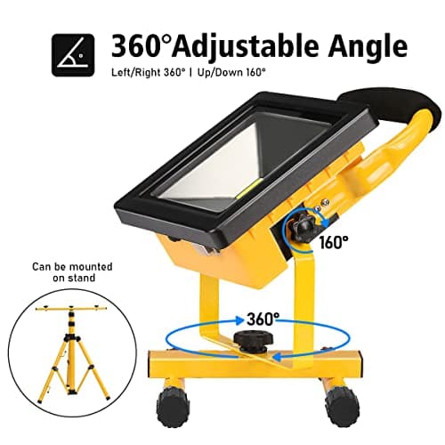 Edasion 20W LED Rechargeable Work Light 3000LM Portable Battery Floodlight — view 4