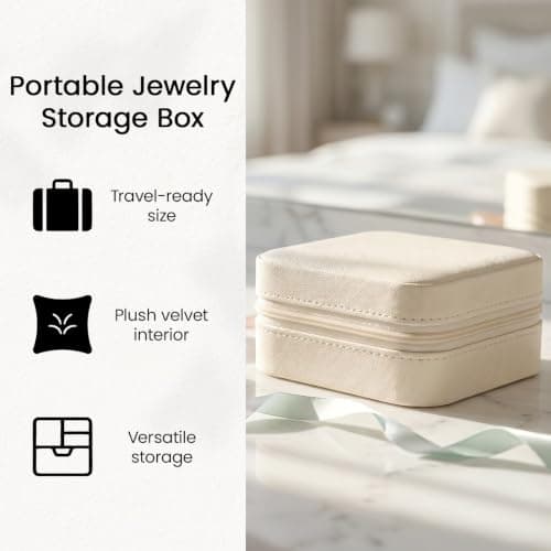 GoDyna 12 Pack Travel Jewelry Box PU Leather Organizer Portable Case White — view 4