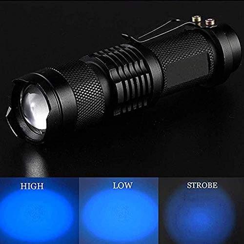 WESLITE Blue Light Torch, Blue Beam LED Flashlight, 3 Modes Zoomable, Clip, 150m Range, Fishing, Hunting — view 3