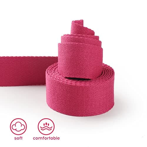 voidbiov D-Ring Buckle Yoga Strap 1.85 or 2.5M, Durable Cotton Adjustable Belt Perfect for Holding Poses, Improving Flexibility and Physical Therapy Rose — view 3