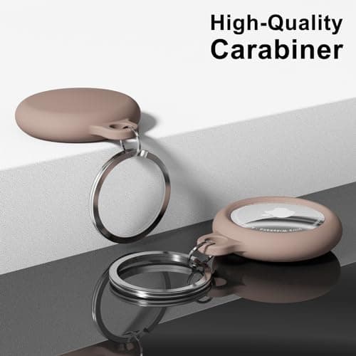 oakxco for Airtag Keychain Silicone, Airtag Holder with Key Ring, Air Tag Cover Cute Accessories for Kids, Luggage, Car Dog Collar, Car, Compatible with Apple Airtag Case Waterproof, Brown — view 6