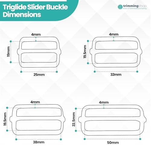 Trimming Shop 2pcs Triglide Slider Buckle Metal Adjustable Durable Lightweight Slide Buckle for Webbing Straps, Backpack, Fasteners Strap, Pet Collars and Bag Accessories, 50mm, Gunmetal — view 2