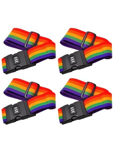 4pcs Luggage Straps, Heavy Duty Lockable suitcase straps, Adjustable Luggage Straps for Suitcases with Lock,Travel strap belt(COLOR:iridescent) — view 2