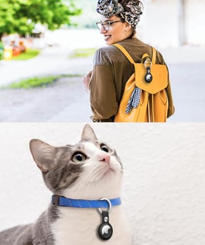 PU Leather AirTag Keyring Holder Compatible with Apple AirTags Case Leather. Anti Lost Scratch Resistant Secure Key Ring for Pet Collar Luggage Bag Travel. Protective Air Tag Keychain Cover (2 Pack) — view 6