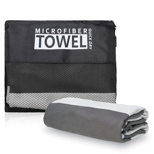 Vorvowry Microfibre Beach Towels for Adults Women Men Extra Large Lightweight Quick Dry Sand Free Travel Towel Double Sided Printing for Swim Sports with Mesh Bag 80×180cm Gray Stripes 1 Pack — view 2