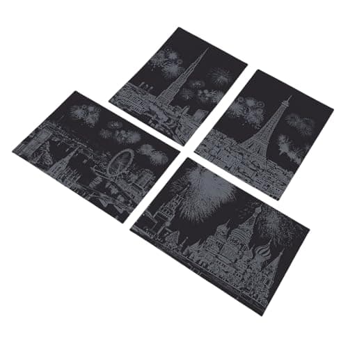 Sxhlseller A4 Colorful City Night Kit | 4 Sheets with Bamboo Pen for Kids Adults, Travel & Home Decor (A4 (4 Sheet))