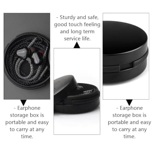 KICHOUSE Black Metal Headphone Storage Case Portable and Protective Aluminium Alloy Carrying Bag Easy to Carry Heavy Duty Earphone Storage for Travel — view 3