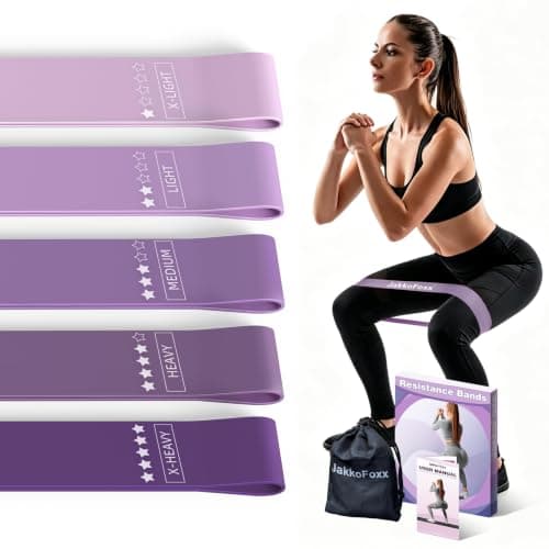 Resistance Loop Exercise Bands, Resistance Bands Exercise Bands for Home Fitness, Stretching, Strength Training, Physical Therapy,Elastic Workout Bands for Women Men Kids, Set of 5 (Purples)
