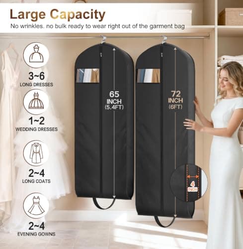 MISSLO Wedding Dress Bags Covers Long Dress Carriers for Women Travel — view 3