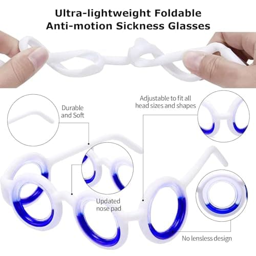 Srvauyea Motion Sickness Glasses,Motion Sickness Glasses,Anti-Motion Sickness Smart Glasses Relieve Carsickness Airsickness Seasickness Glasses,Anti Nausea Vertigo Glasses,No Lens Liquid Glasses. — view 3