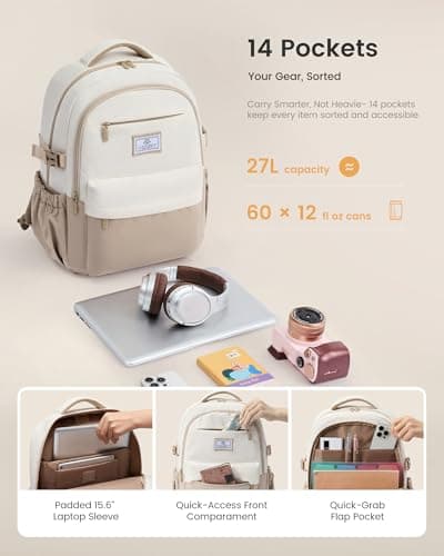 LOVEVOOK Laptop Backpack for Women Teens, 15.6 Inch Laptop School Bags — view 3