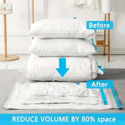 Vacuum Storage Bags - 6 Pack 80X100CM Extra Large Reusable Strong Space Saver Compression Bags - Vacuum Pack Bags Double Zip Seal Travel Vacuum Storage Bags for Clothes Duvets Quilts Bedding Pillows — view 3