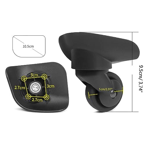 1 Pair Heavy Duty Luggage Wheel Replacement Trolley Casters 360 Degree Suitcase Hardware Repair Set Trunk, W153 Black — view 3