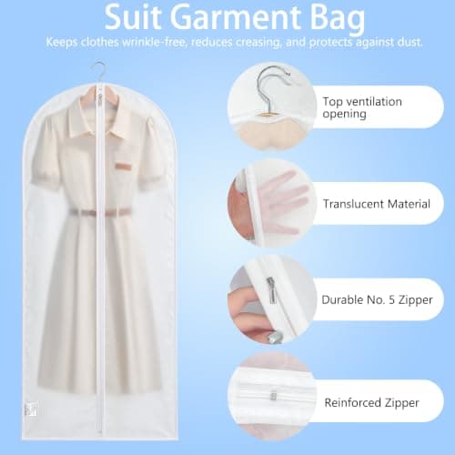 Sevenpers 6 Pack Suit Bags Garment Bags 60x100cm 60x120cm White — view 4
