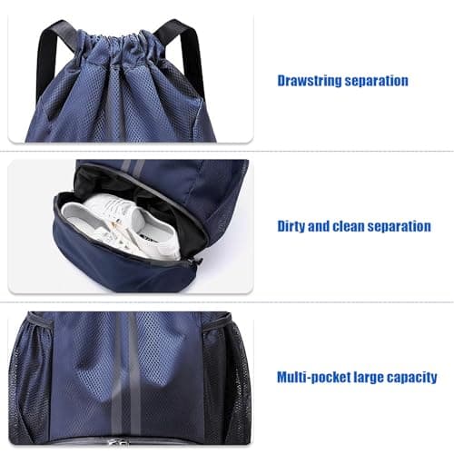 SJDOFU Drawstring Gym Bag, Drawstring Backpack with Shoes Compartment — view 3