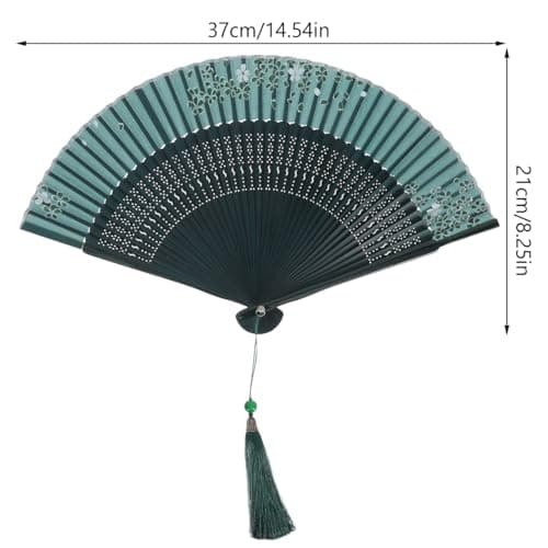 Vaguelly Bamboo Folding Fan Handheld with Tassel for Summer Travel — view 2