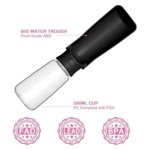 Canareen Foldable Travel Dog Water Bottle for Dog Cat Outdoor(Black, 550ml) — view 2