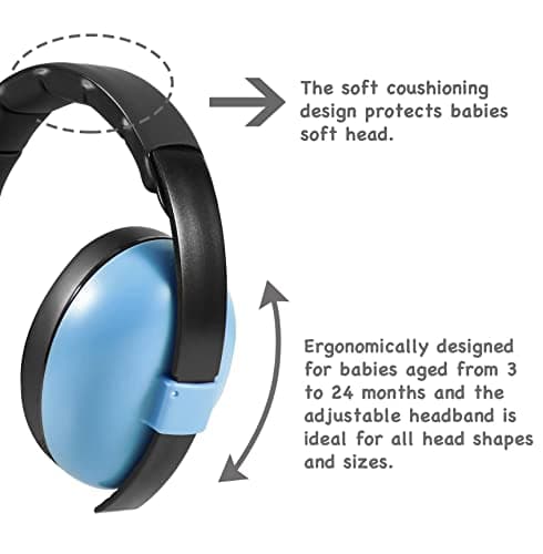 PandaEar Baby Ear Defender Kids Toddlers Childrens - Ear Protector - Ear Defender Autism Noise Cancelling Headphones for Kids Babies - Soundproof Baby Headphones for Airplane Sleeping, Blue — view 5