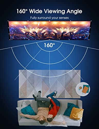 Projector Screen 100 Inch, Portable Movie Screen 16:9 HD 4K Foldable Theatre Cinema Screen, Double Sided Projection Screen for Outdoor School Home Office, 221cm(W) X 125cm(H) — view 2