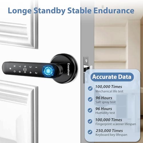 EVANSHOW Smart Door Knob with Fingerprint Lock - 5-in-1 Keyless Entry (Fingerprint/App/Code/IC Card/Key) Biometric Door with Auto-Lock Easy Install for Home/Bedroom — view 6