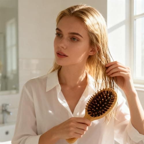 Mini Bamboo Hair Brush Set of 2, Portable Wooden Paddle Hairbrush — view 5