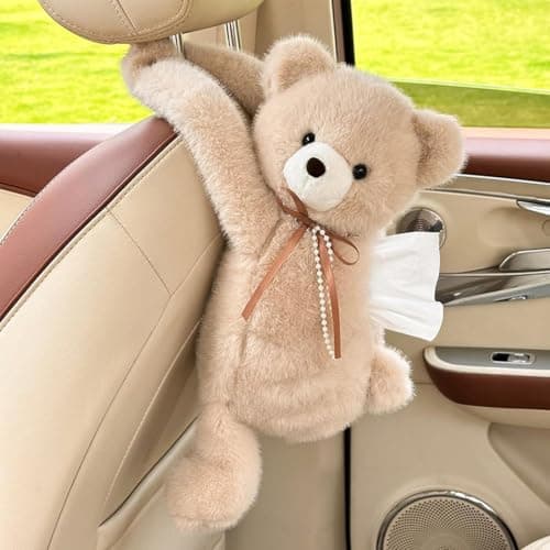 Tissue Holder For Car | Plush Cute Space-Saving Animal Storage Organizer — view 3