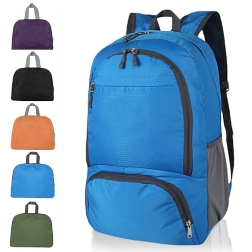 GUZHAIREN 30L Foldable Backpack, Waterproof Rucksack for Men Women, Blue
