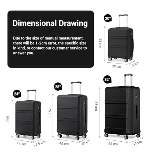 Kono Medium Suitcase with TSA Lock, Lightweight Hard Shell Checked Luggage — view 2