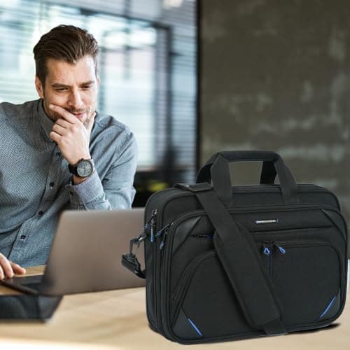 KROSER Laptop Bag 15.6 Inch Water Repellent Briefcase Computer Laptop Case Shoulder Bag Bussiness Carrying Handbag Laptop Briefcase Sleeve for Women/Men, Grey — view 3