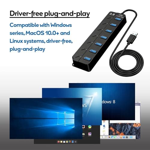 7-Port USB 3.0 Hub, 2m, USB Multiport Adapter Splitter — view 4