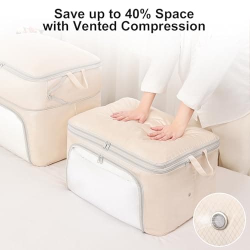 DIMJ Self Compression Duvet Storage Bags, 200L Front-Opening Clear Window — view 3