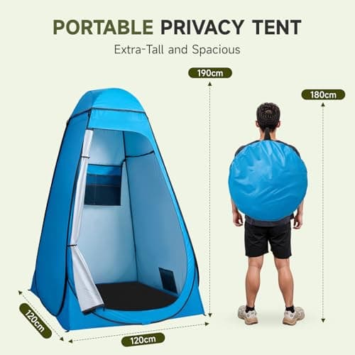 Warmiehomy Pop Up Toilet Tent, Instant Portable Shower Privacy Tent, Blue — view 5