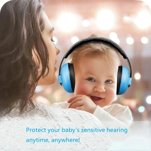 Iwinna Baby Ear Defenders 0-3 6-12 12-24 Months, Noise Cancelling Headphones for Infants Toddlers, Soft Ear Muffs for Airplane Travel, Sleep & Loud Events, Hearing Protection for Sensitive Ears, Blue — view 3