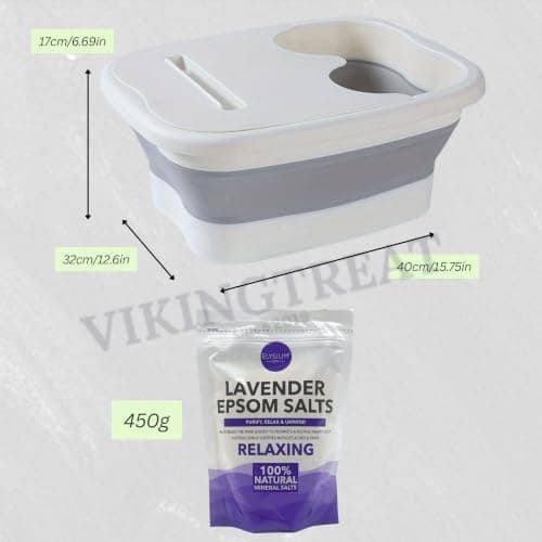 Foot Spa Kit – Foldable Manual Foot Soak Basin with Epsom Salt, Portable Foot Spa Set for Stress Relief, Muscle Recovery & Home Spa Soaking – Non-Electric – Lavender (450g) — view 2