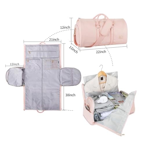 seyfocnia Convertible Carry on Garment Bag for Women,Leather Garment Bags for Travel with Shoe Pouch 2 in 1 Hanging Suitcase Suit Bag Travel Bags for Women Duffle Bag Garment Bag — view 2
