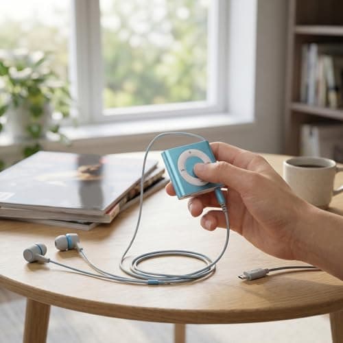 Cocoarm Portable MP3 Player with Speaker Aluminum Alloy Music Player HiFi Sound 18 Hour Playback 64GB Card Support 3.5mm Earphones for Students Running Travel (Light Blue) — view 4