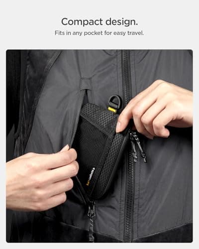 Spigen Life LF300 RFID Blocking Slim Card Wallet, Water-Resistant EDC Pouch with YKK Zipper, Holds 10 Cards, D-Ring & Front Mesh Pocket - Black — view 3