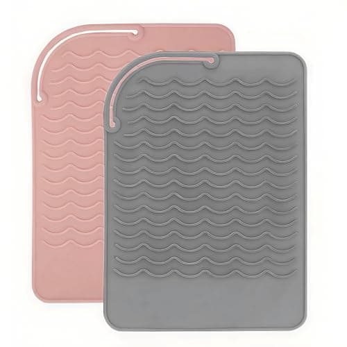 Heat Mat for Hair Straighteners 2 Pack Heat Resistant Mat for Curling Iron, Heat Proof Protection Mats for Travel Home Salon Flat Iron Hair Styling Tools (21.5x15.8 cm)