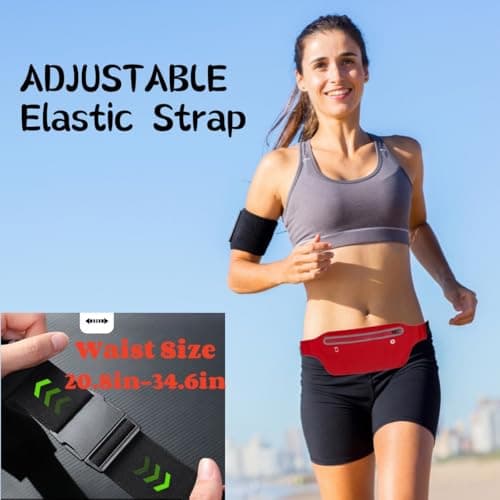 YITORMAN Slim Running Belt,Running Waist Packs,Running Band for iPhone,Waist Bag for Workout Jogging,Walking,Travel Money Belt Running Gift Gear Accessories (Red) — view 6