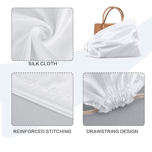 HBJSP Dust Bags for Handbags, Silk Dust Cover Storage Bags, Dustproof Drawstring Pouch for Clothes, Purse, Shoes, Boots - 2PCS (White) — view 3