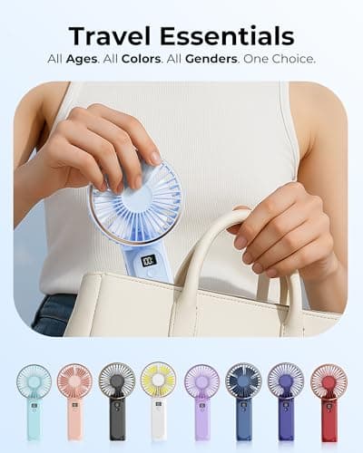 TUNISE Portable Fan, Rechargeable Handheld Fan, 4000mAh, 180° Adjustable, 6 Speed Wind, Display Electricity in Real Time, Foldable, Quiet Personal Fan as Power Bank — view 6