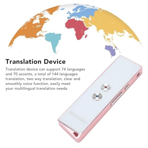 Acouto Translator Device Support 74 Languages 70 Accents Real Time 5.0 99% Accuracy Rate Handheld Voice Translator Rose Gold, Can Be for a Time. Language Device Voice (Rose Gold) — view 4